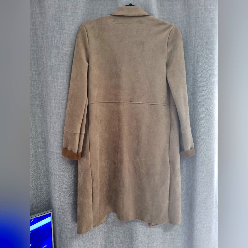 Ladies Brown suedette knee length duster coat. Size XS. Zara - Picture 5 of 7